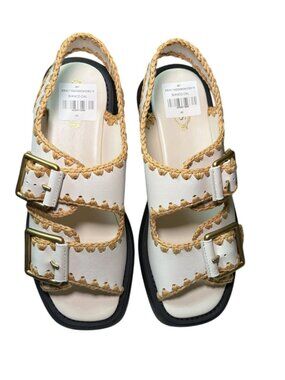 Tod’s White Leather Buckle Sandals Platform Lug Sole Size 40